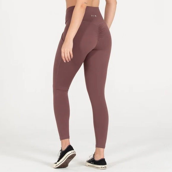 NEW MAUVE FOR THE PEACH CROSSOVER SCRUNCH LEGGINGS WITH POCKETS XS - Picture 6 of 7